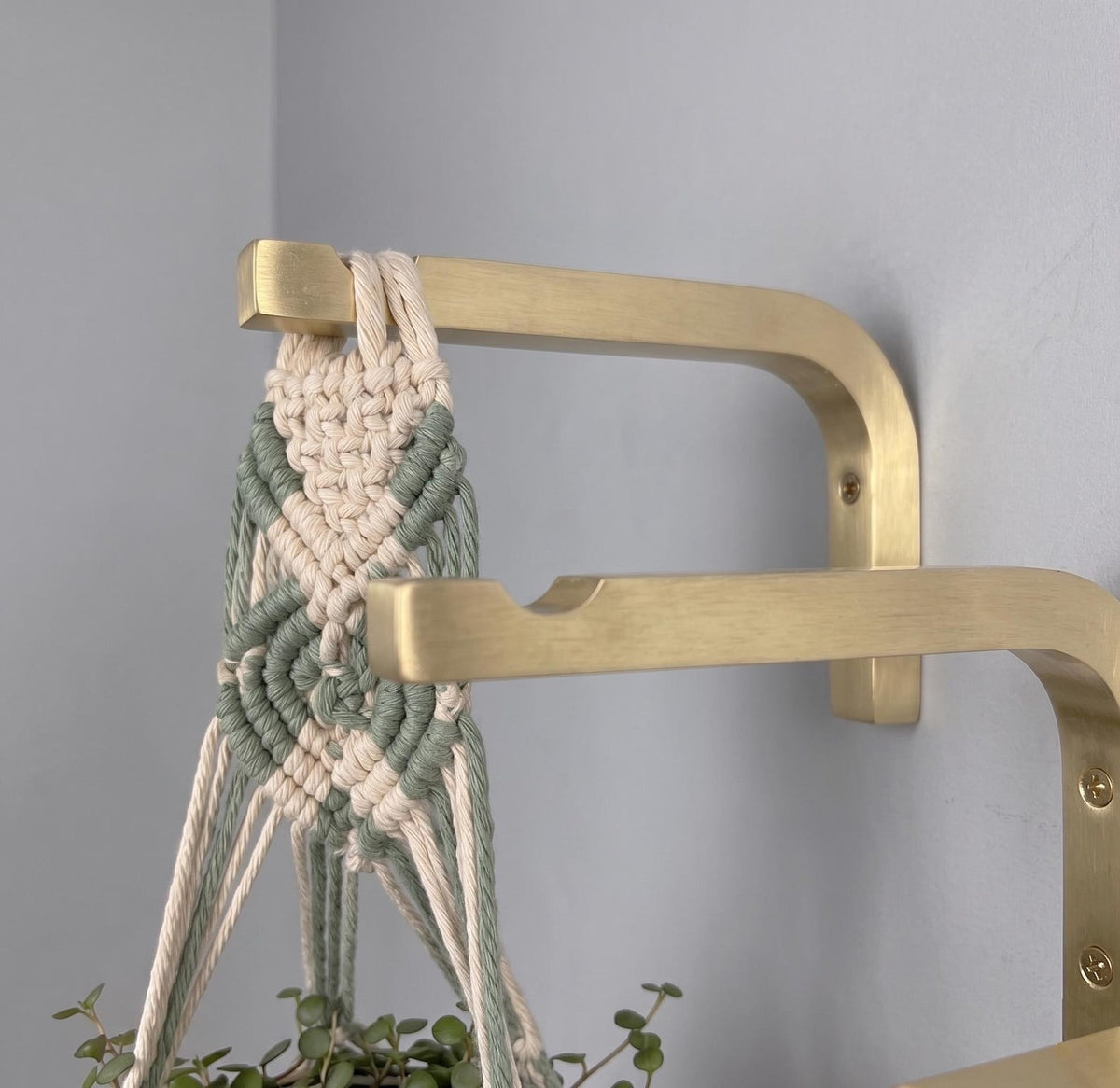 Solid Brass Plant Hanger Hook, Modern Minimalist Wall Bracket, Indoor Planter Holder